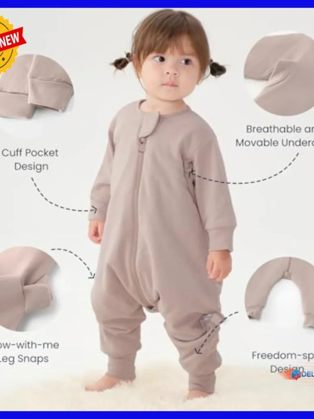 Toddler Sleep Sack with Feet Split Legs 1.0 Tog Organic Cotton 3T-4T